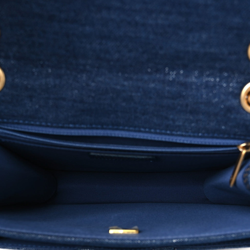 Denim Quilted Double You Backpack Blue Golden