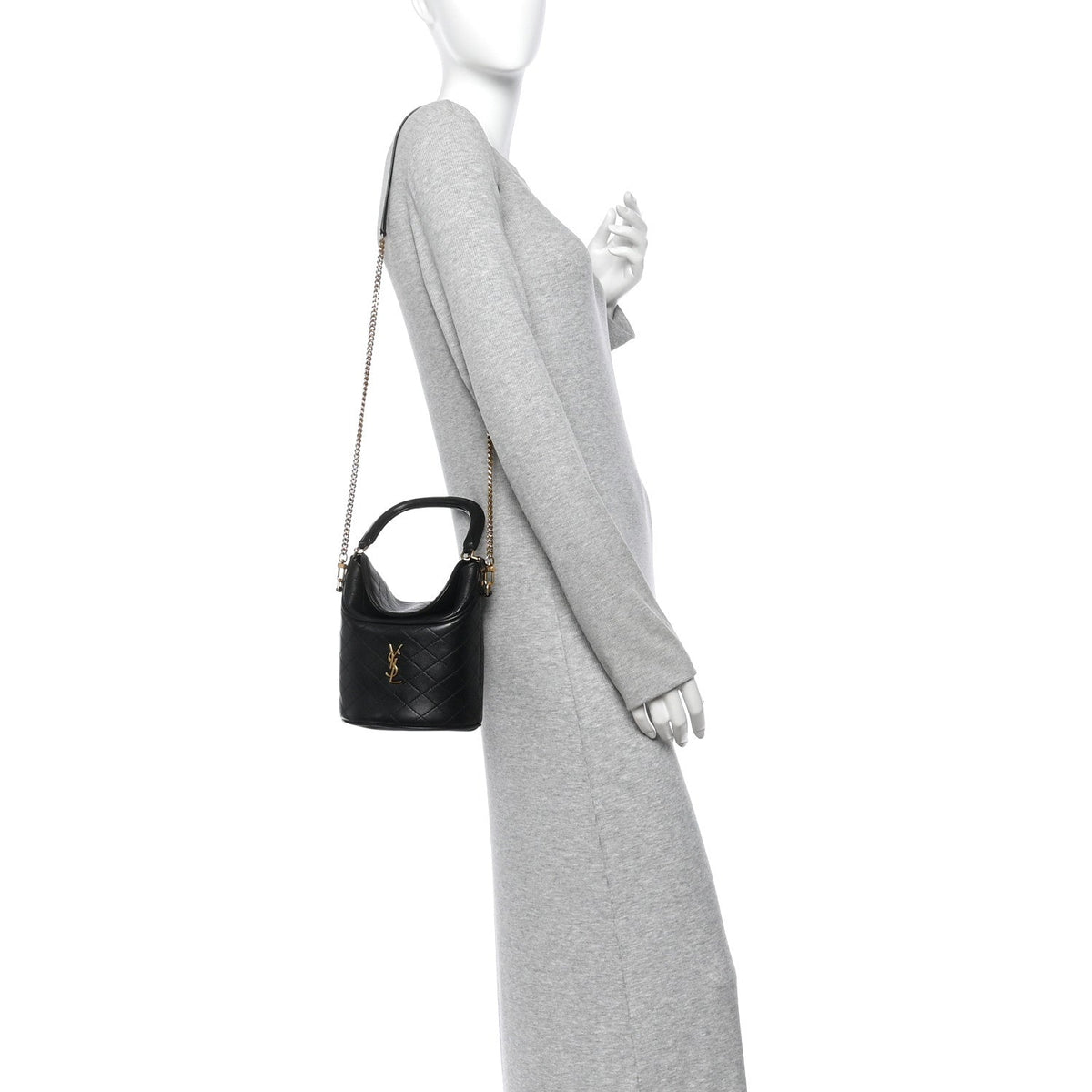 Lambskin Gabby Mini Bucket Bag Black