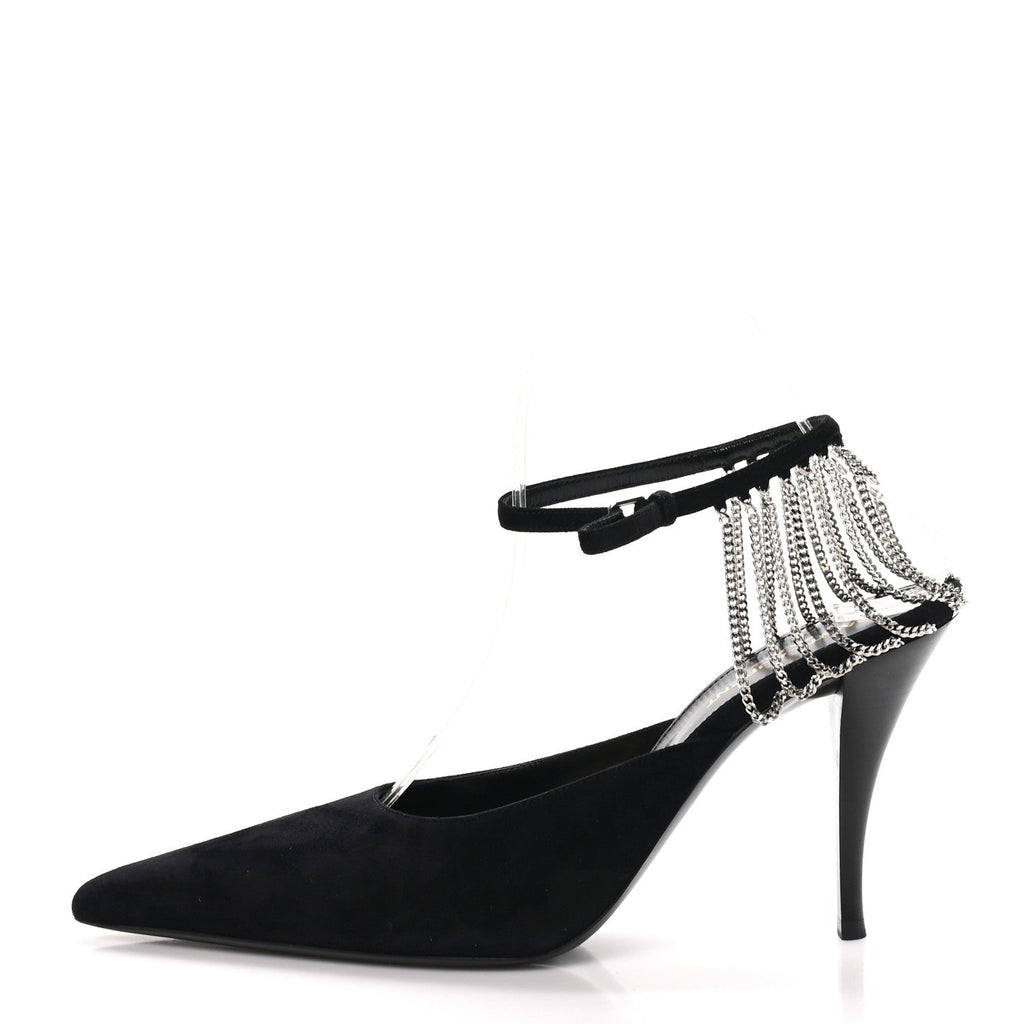 Kid Scamosciato Sling 90 Chain Pumps 39.5 Black