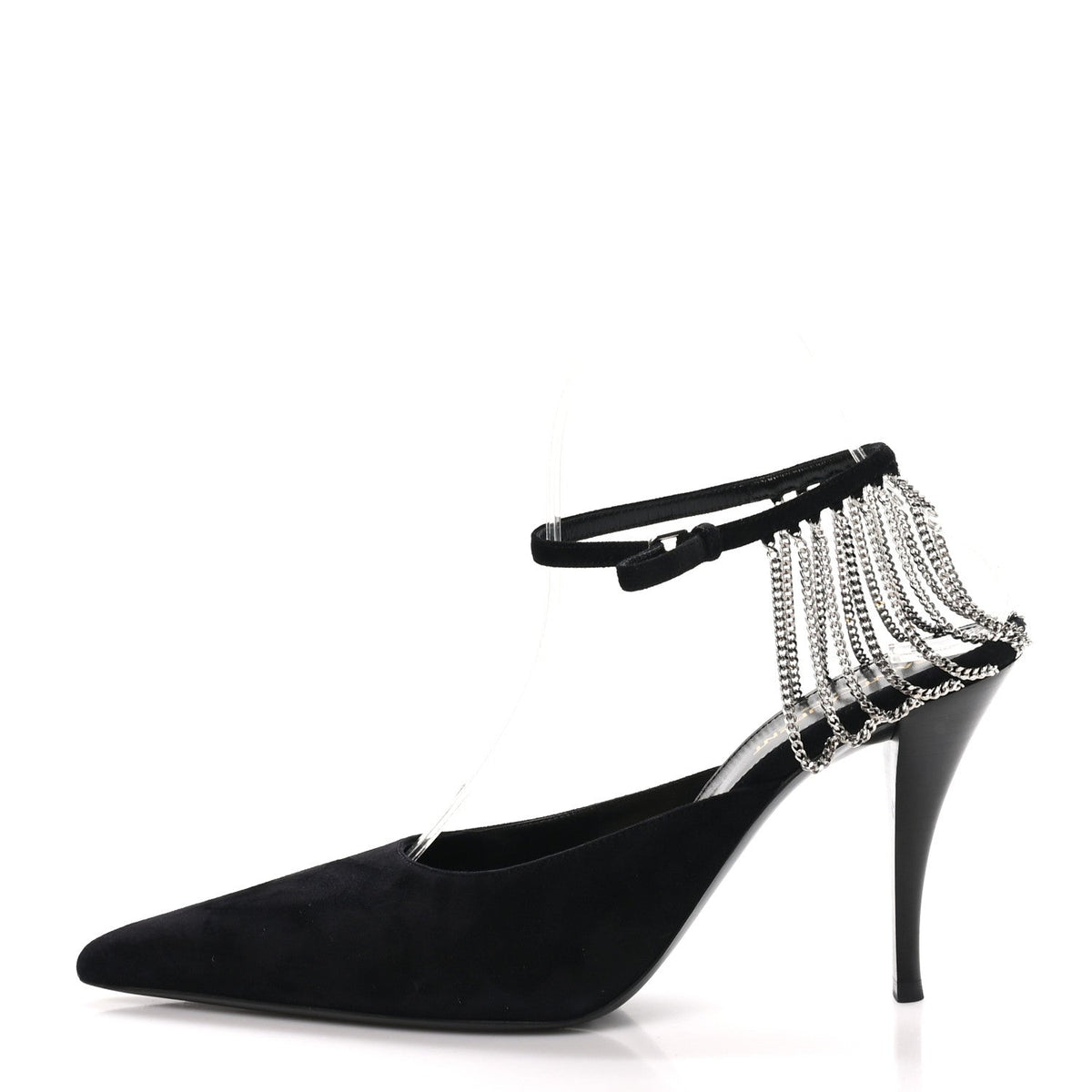 Kid Scamosciato Sling 90 Chain Pumps 39.5 Black