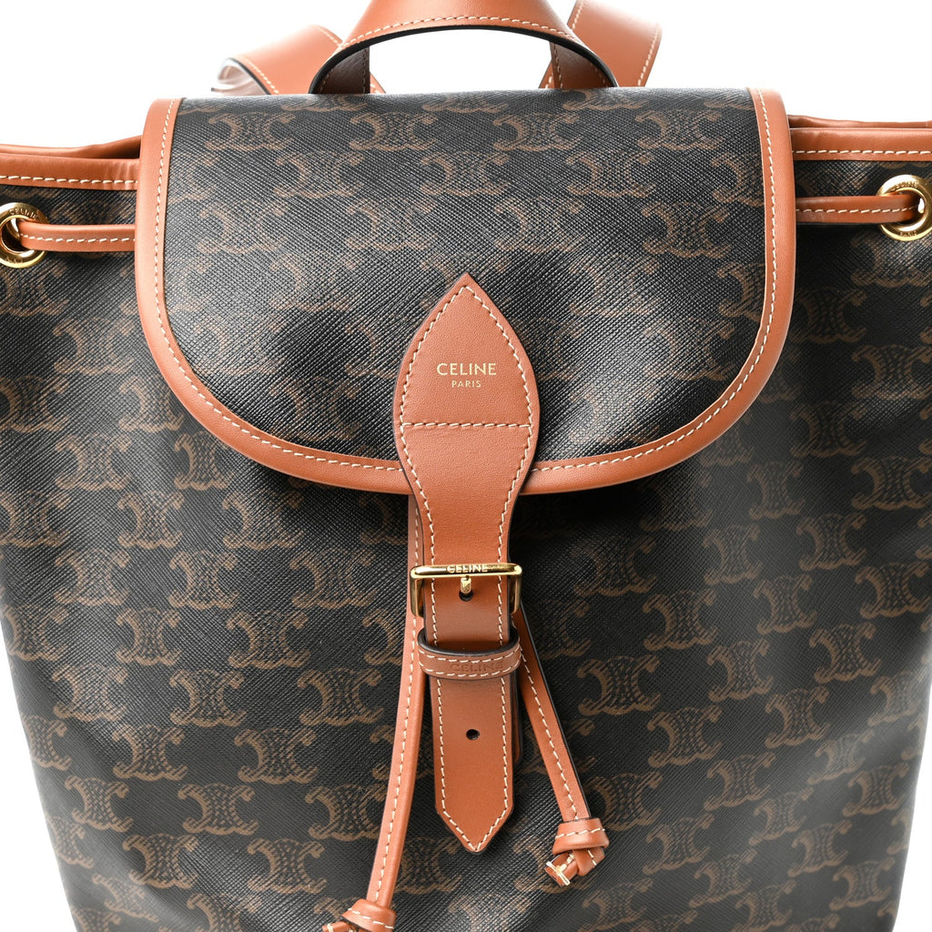 Triomphe Canvas Calfskin Folco Backpack Tan