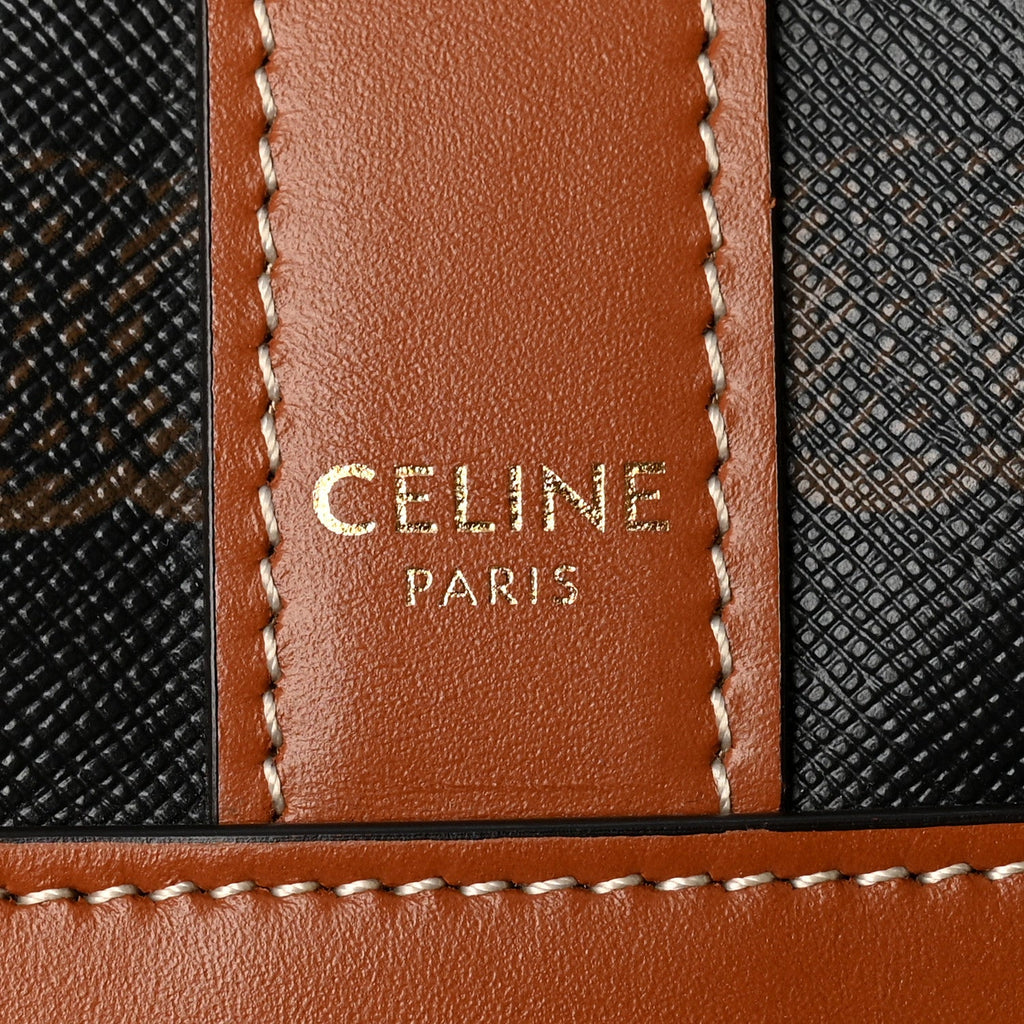 Triomphe Canvas Calfskin Medium Bucket Bag Tan