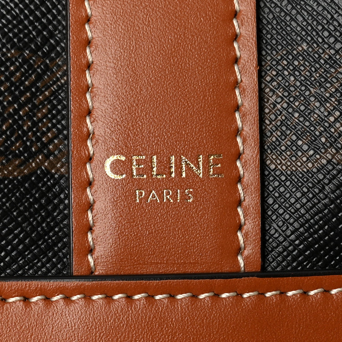 Triomphe Canvas Calfskin Medium Bucket Bag Tan