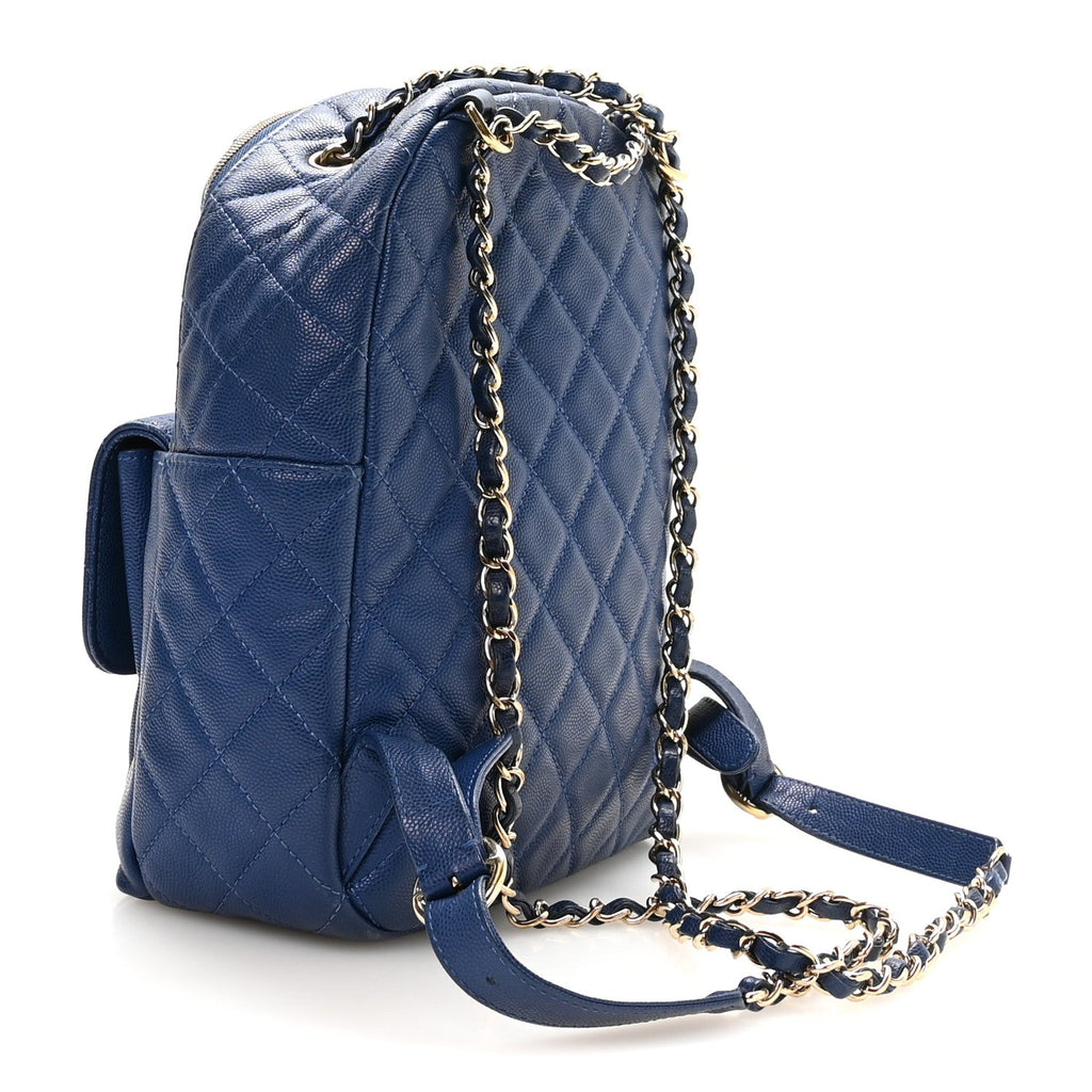 Caviar Quilted Large CC Day Backpack Blue