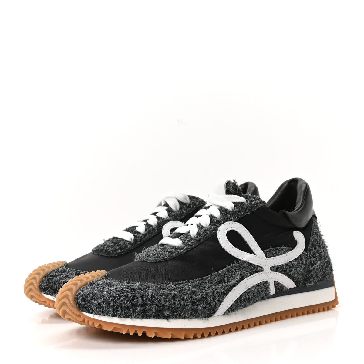 Brushed Suede Nylon Flow Runners Sneakers 40 Raw Denim