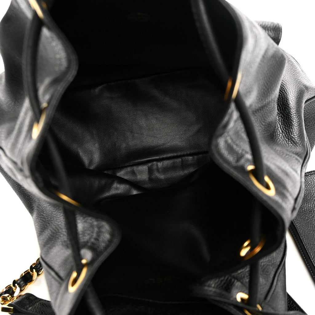 Caviar Drawstring Backpack Bag Black