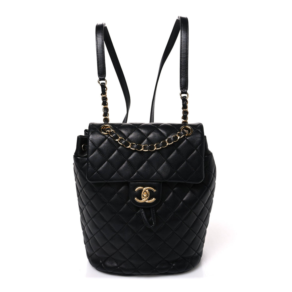 Calfskin Quilted Small Urban Spirit Backpack Black