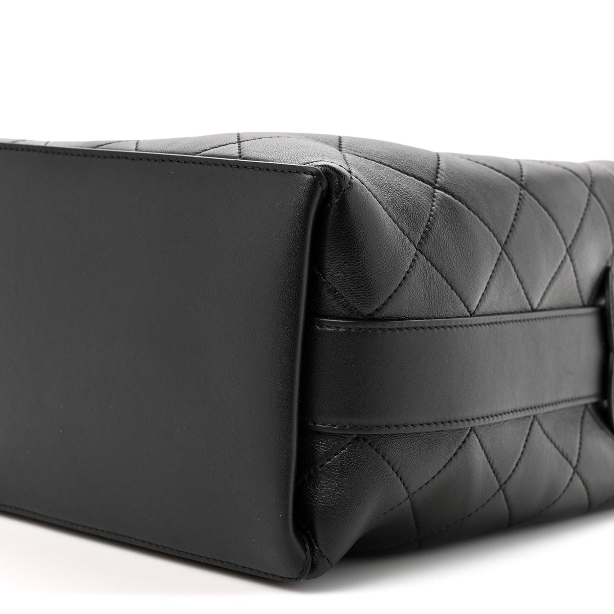 Calfskin Quilted Medium Bucket Bag Black