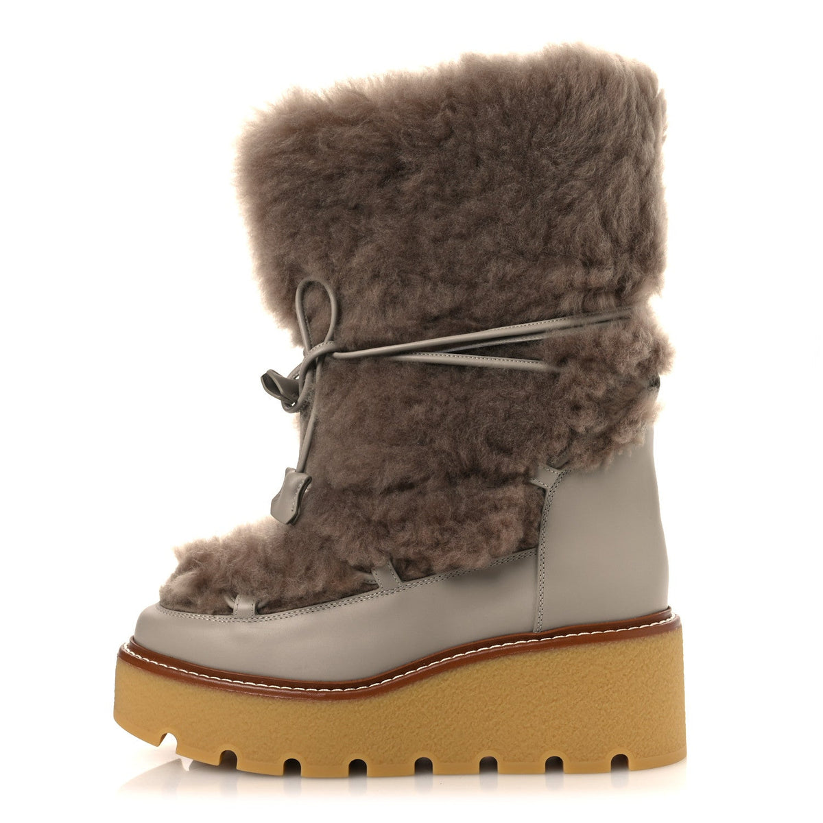 Shearling Calfskin Latitude 30 Ankle Boots 38 Beige Galet