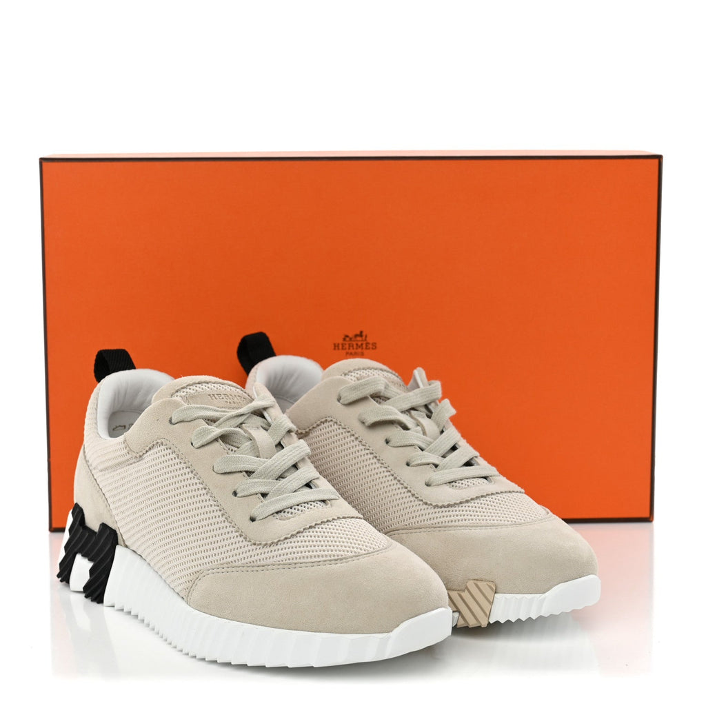 Textured Mesh Suede Goatskin Womens Bouncing Sneakers 37.5 Beige Glasie
