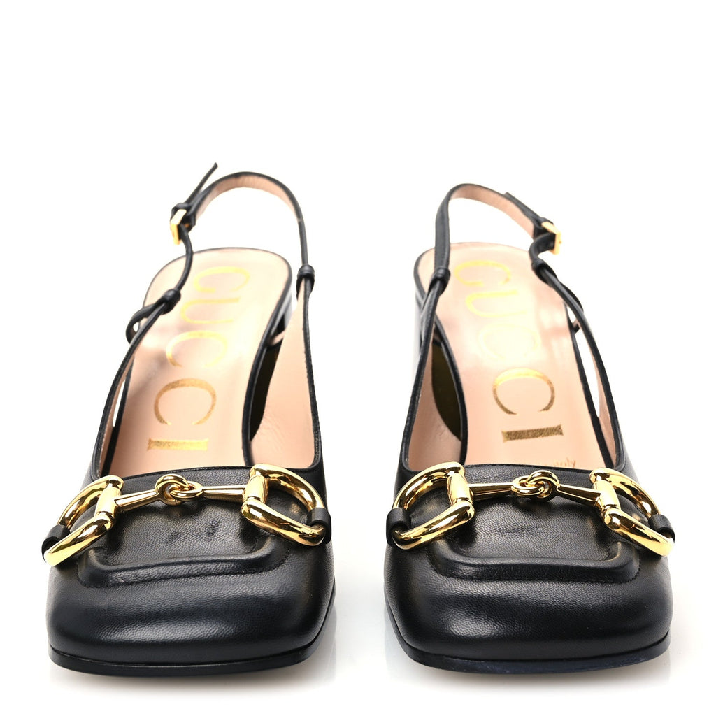 Malaga Kid Horsebit 75mm Slingback Pumps 37 Black