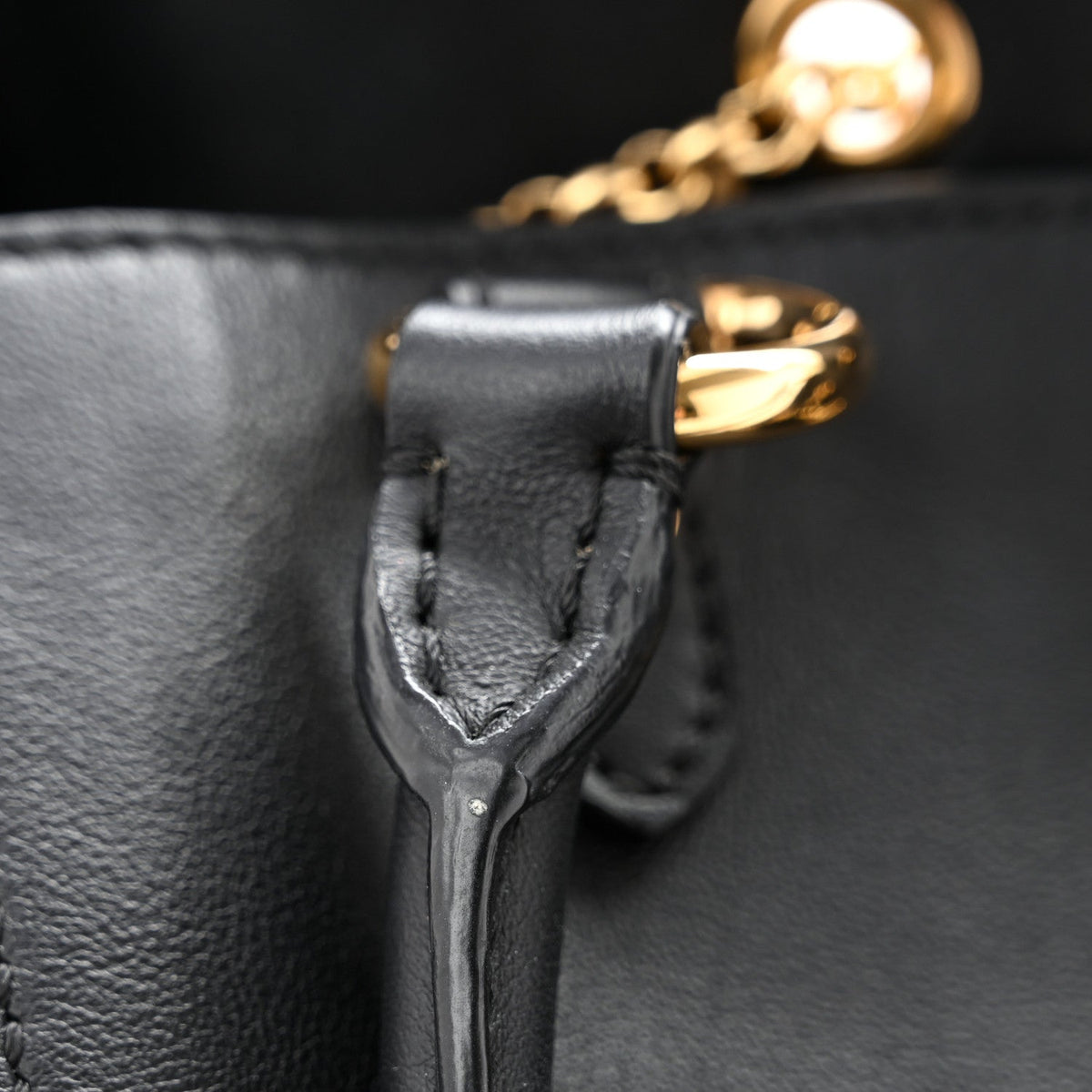 Vitello Grace King Karligraphy Chain Bucket Bag  Black Bisquit