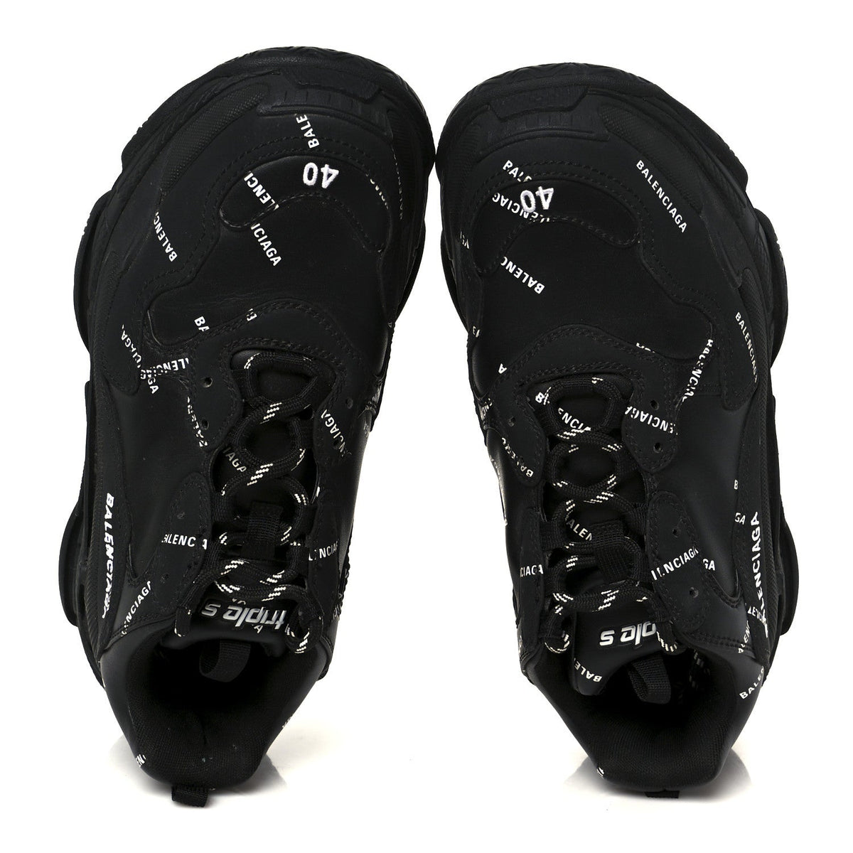 Technical Fabric Allover Logo Womens Triple S Sneakers 37 Black White