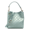 Patent GG Emblem Small Bucket Bag Light Blue