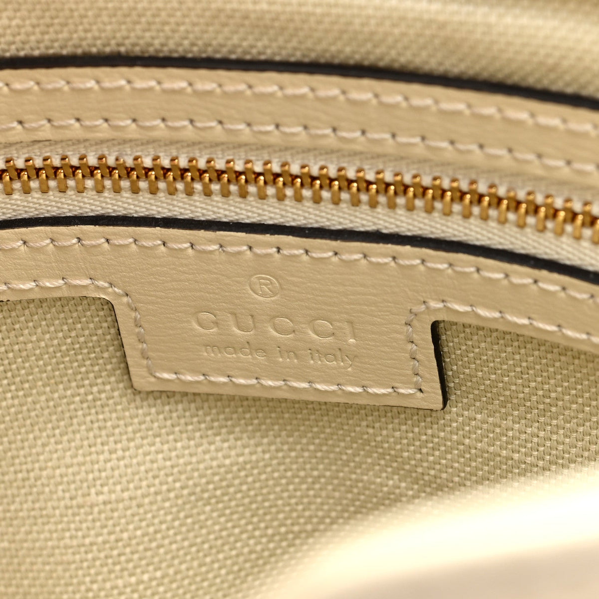 Tritone Calfskin Web Mini Ophidia Bucket Bag Ivory
