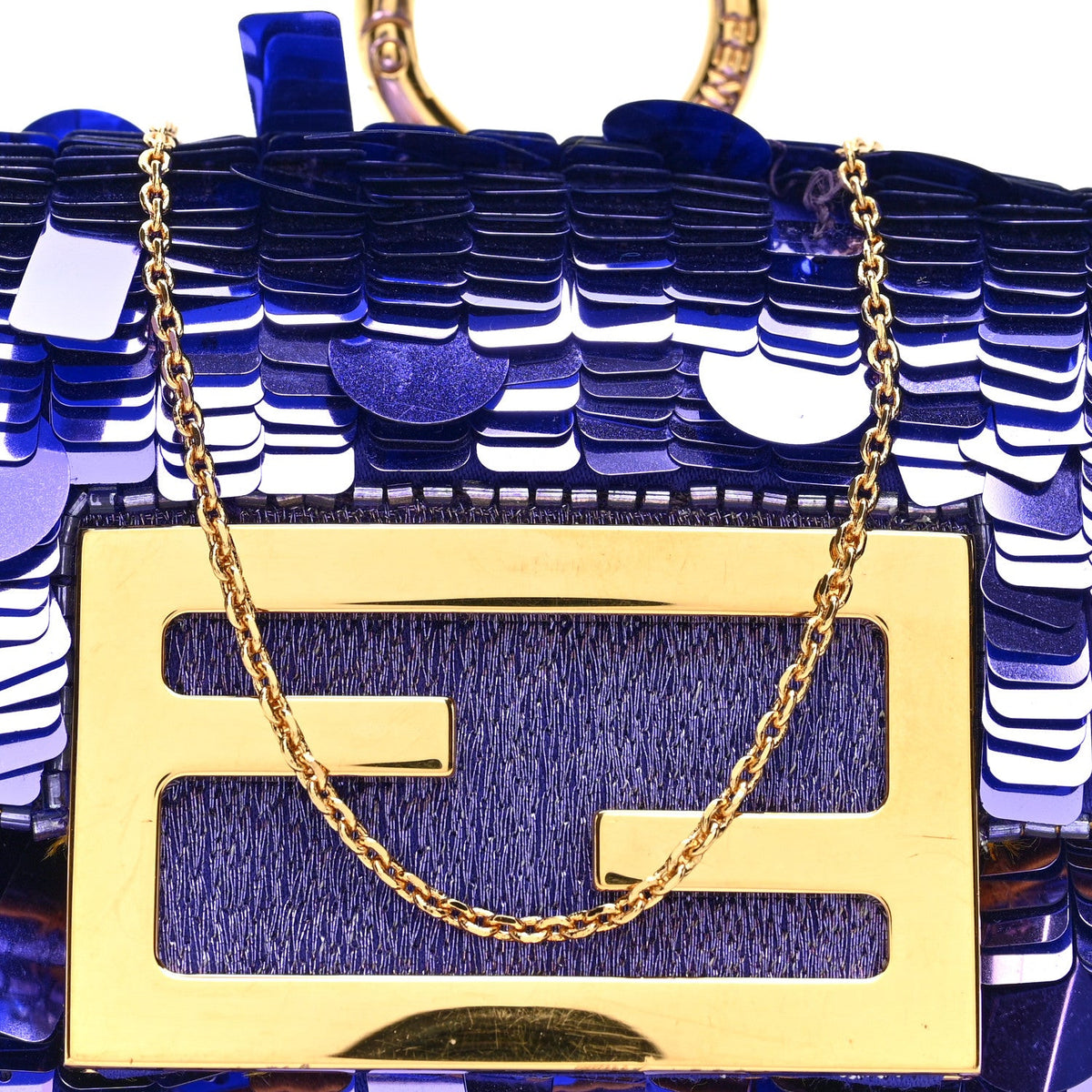 Sequin Paillettes Shiny Nappa Sex and the City Nano Maxi Buckle Baguette Charm Viola Purple