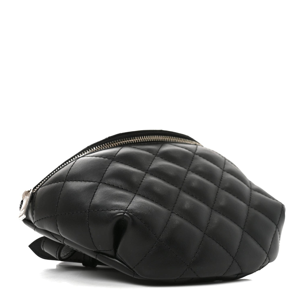 Calfskin Quilted Waist Belt Bag Black