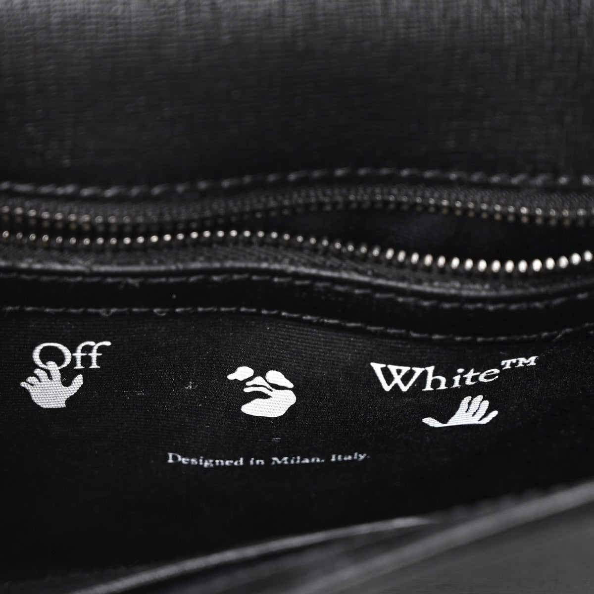 Saffiano Striped Mini Diag Binder Clip Bag Black White Indus