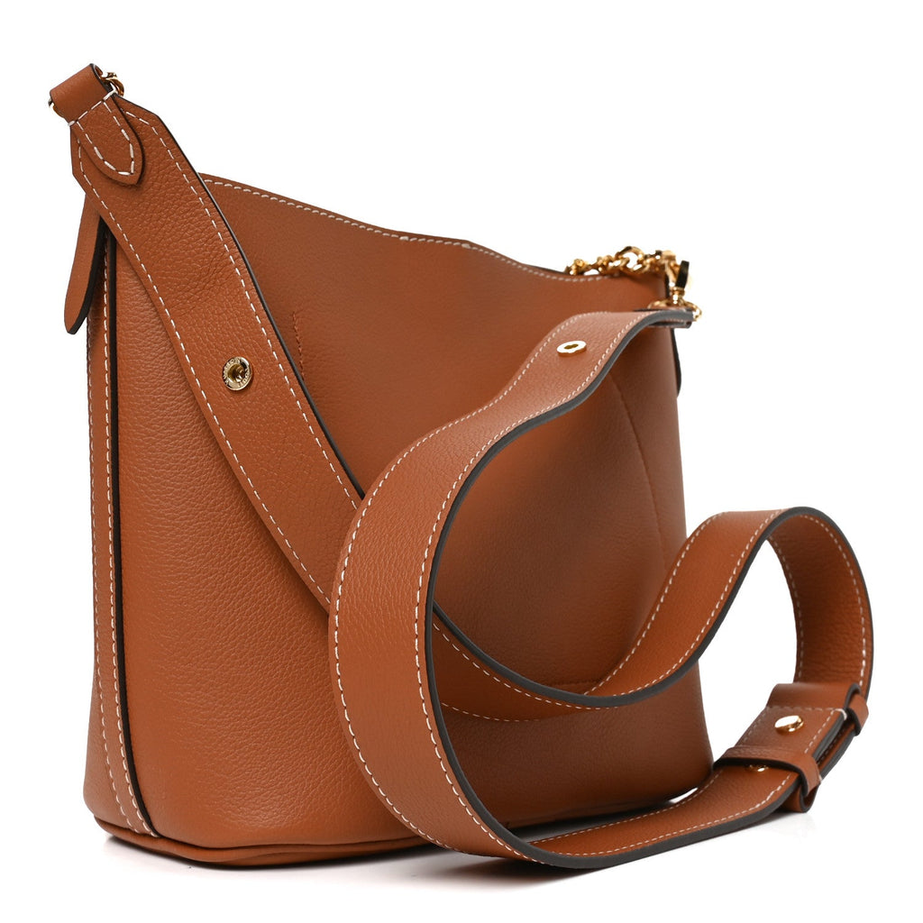 Calfskin Lock and Walk Bucket Cognac
