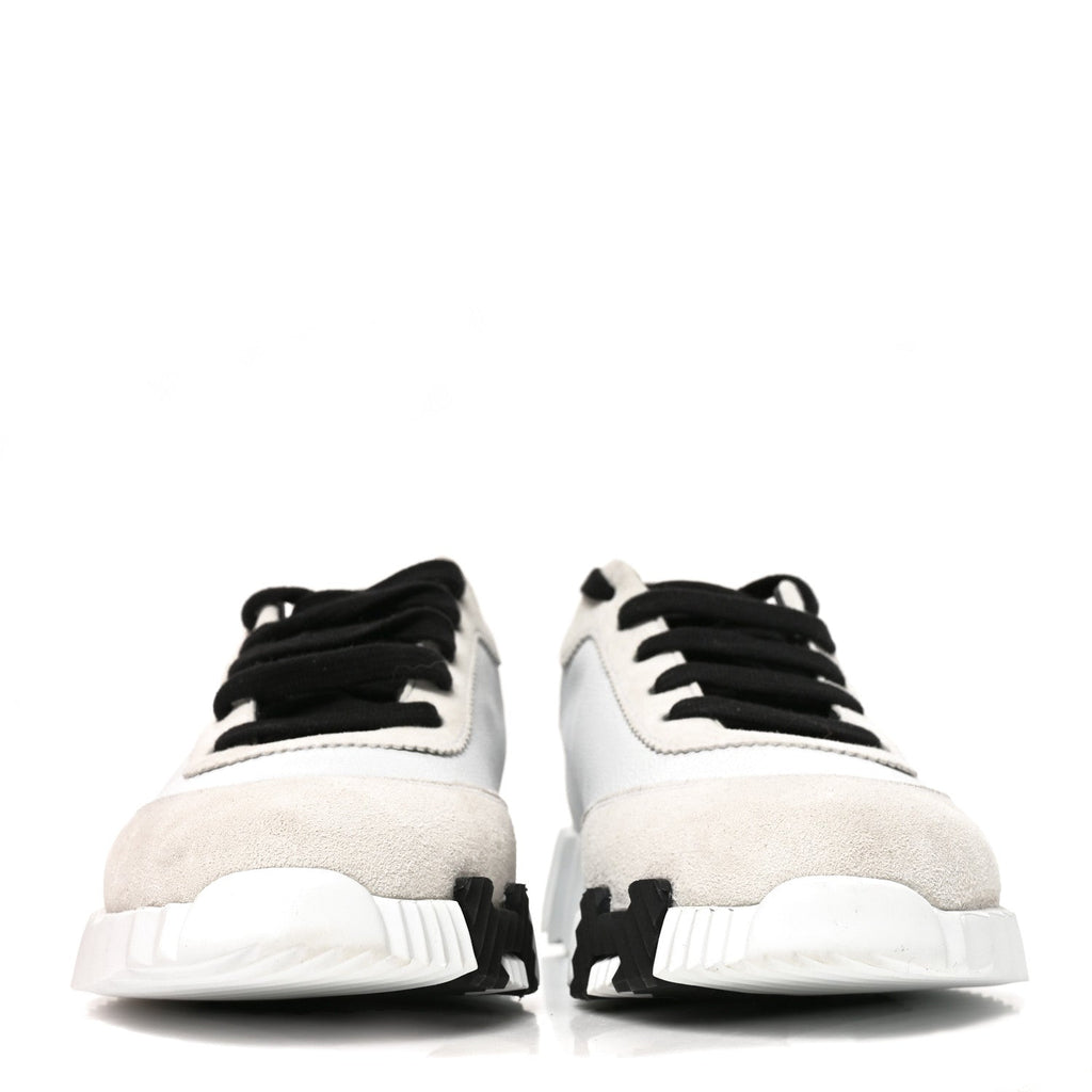 Calfskin Suede Goatskin Bouncing Sneakers 37.5 White Black