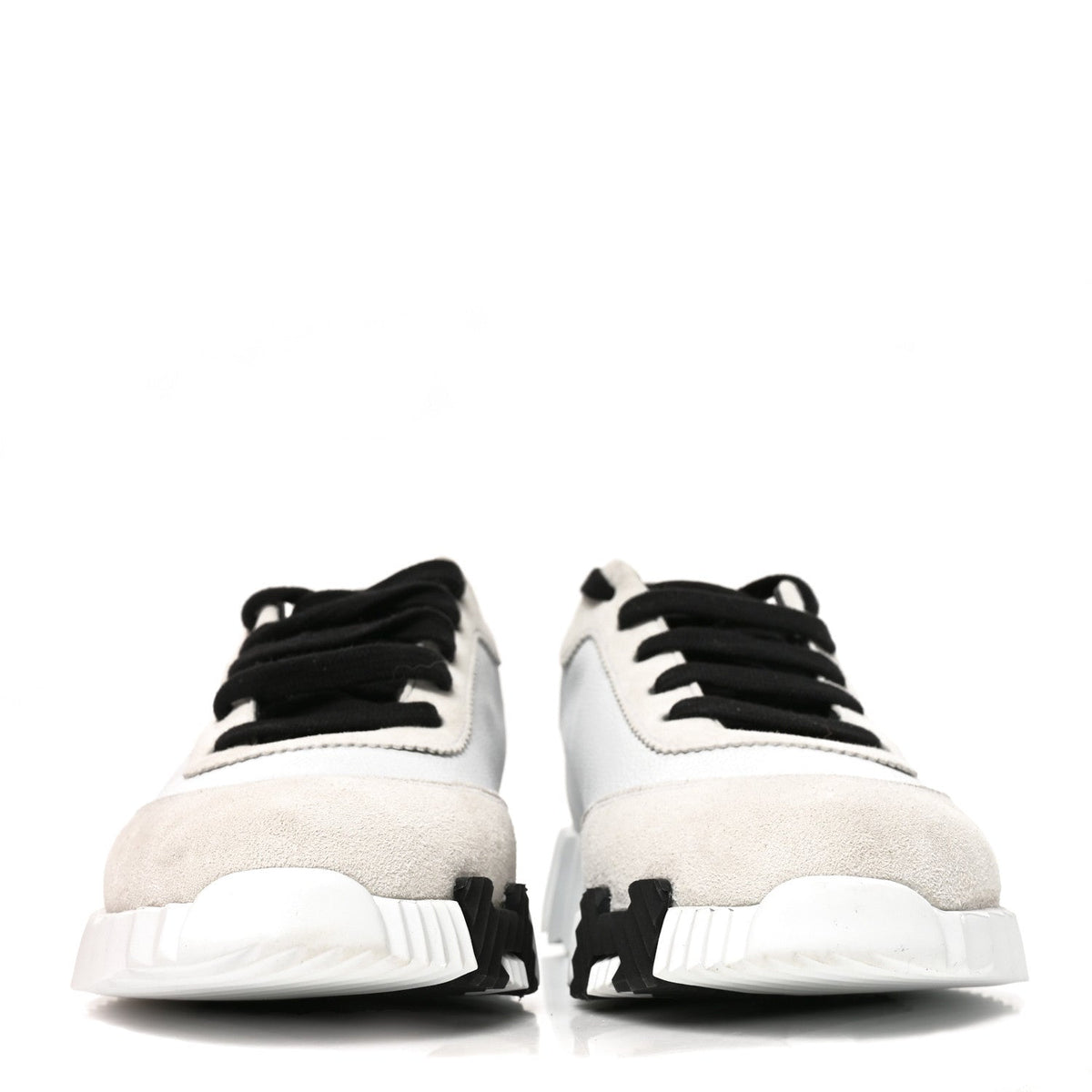 Calfskin Suede Goatskin Bouncing Sneakers 37.5 White Black