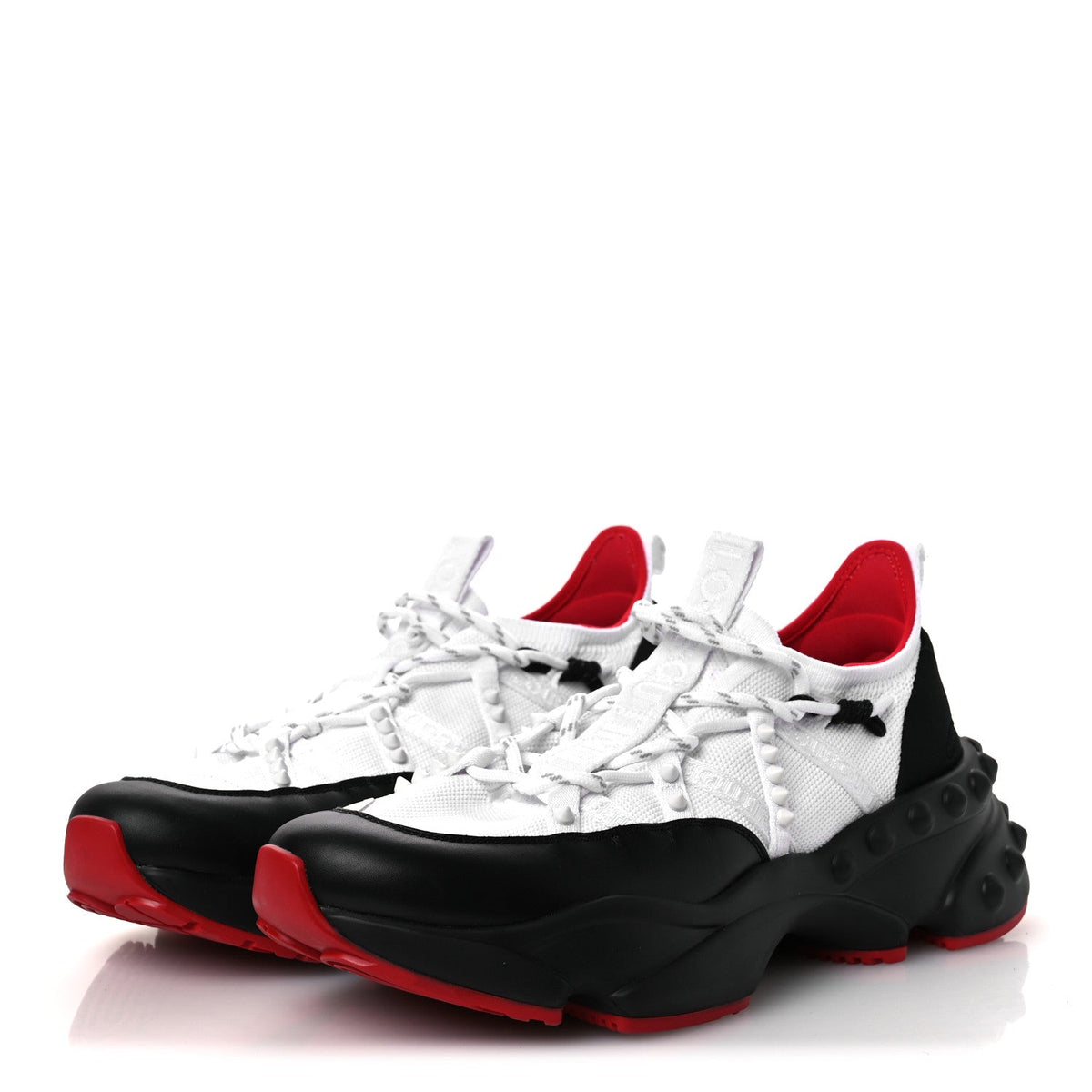 Calfskin Neoprene Mens Trailnrun Sneakers 43.5 Black White