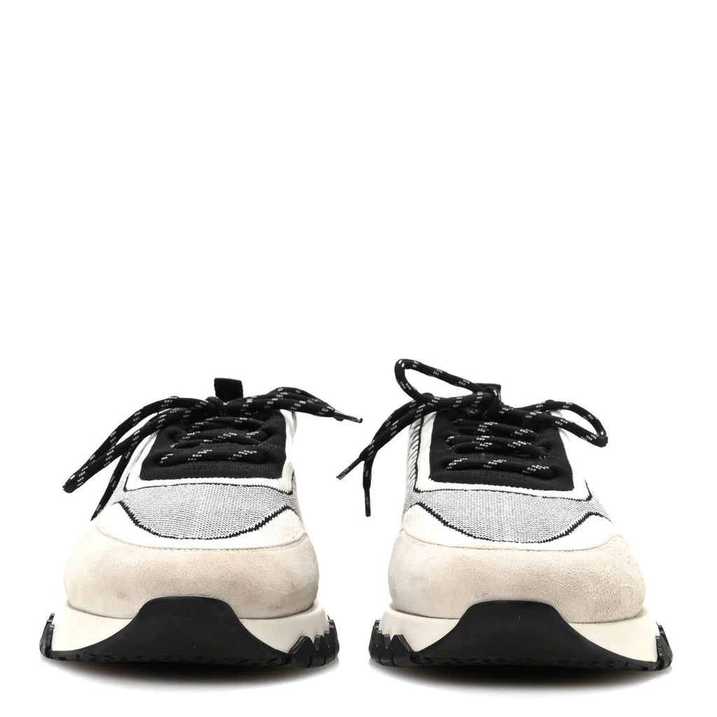 Knit Goatskin Mens Addict Sneakers 41 Black White