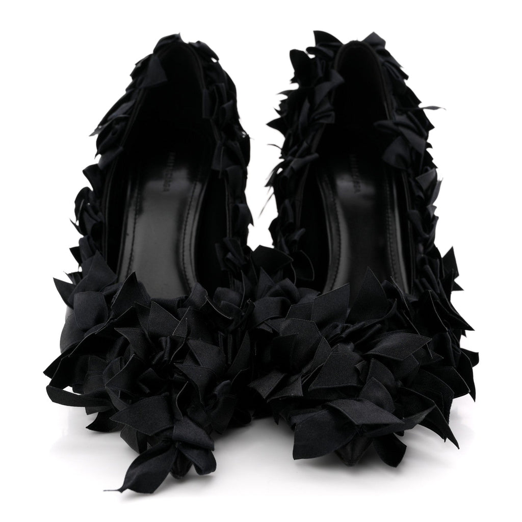 Satin Pointed Marie A Bows All Over 110mm Pumps  35 Black