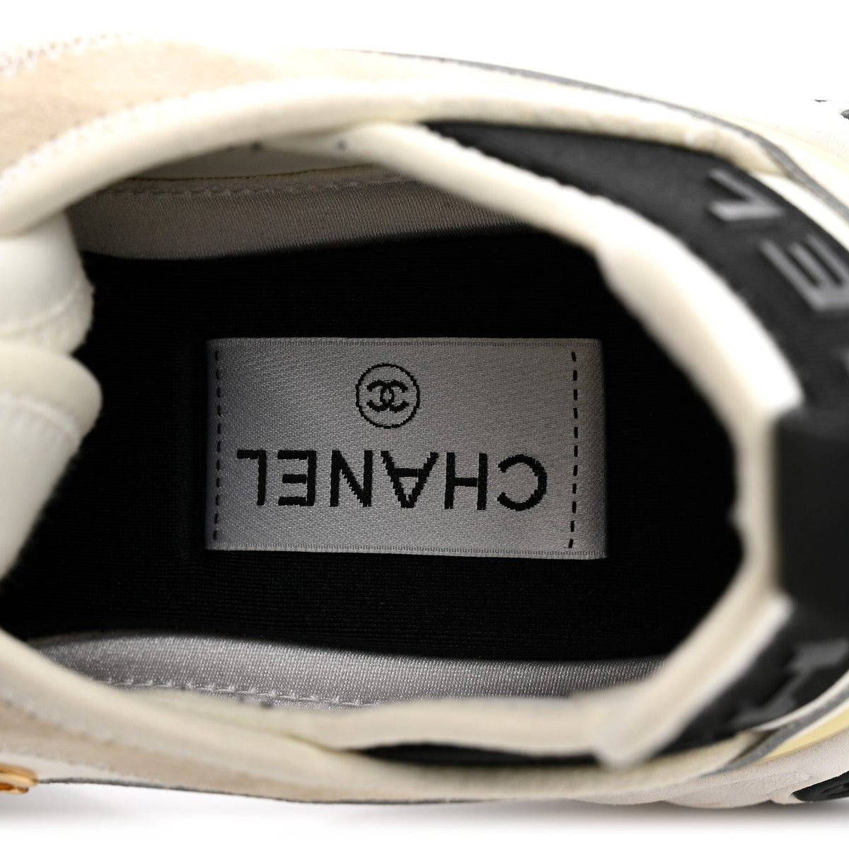 Velvet Calfskin Mixed Fibers CC Sneakers 40 Ivory Black