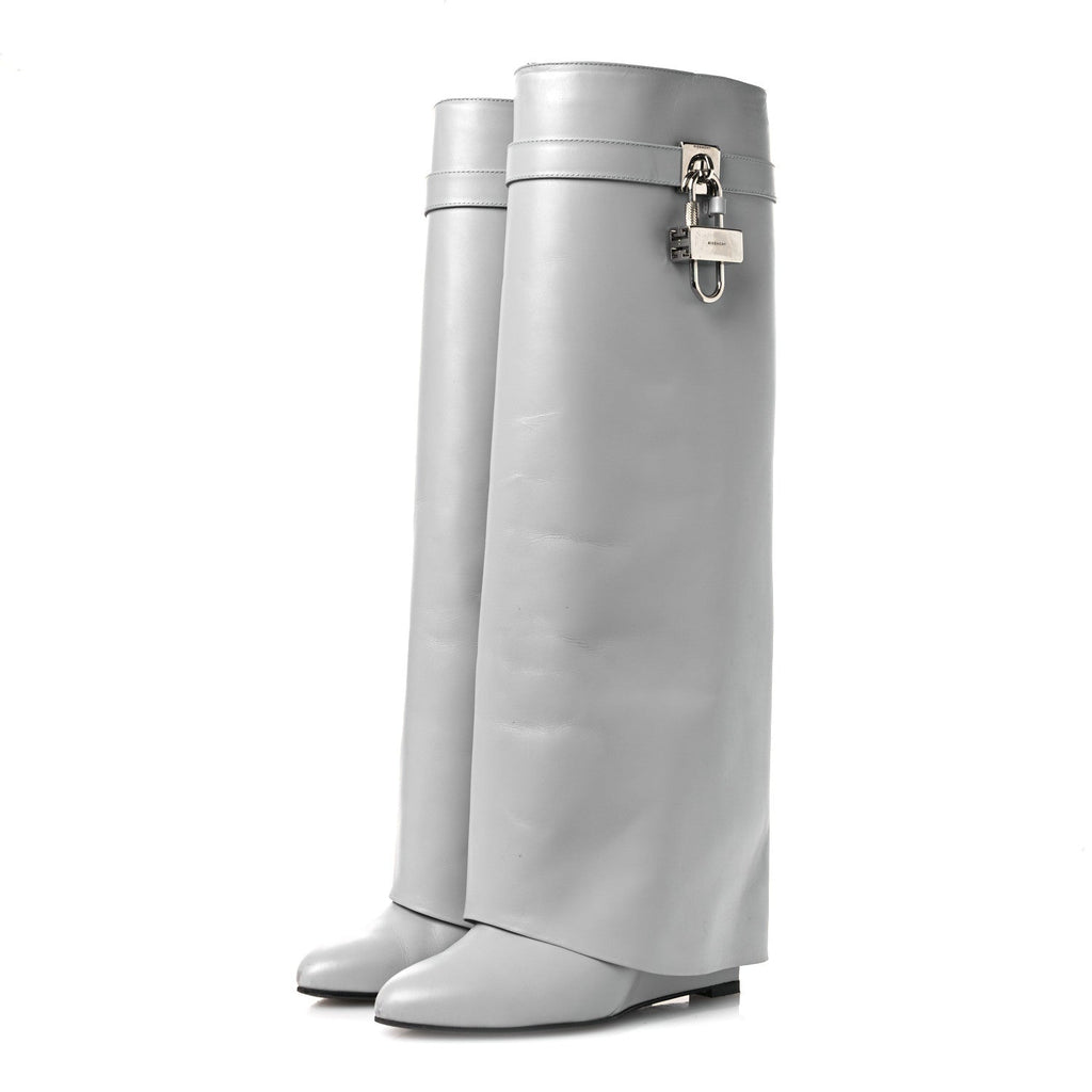 Calfskin Shark Lock Pant Boots 39 Grey