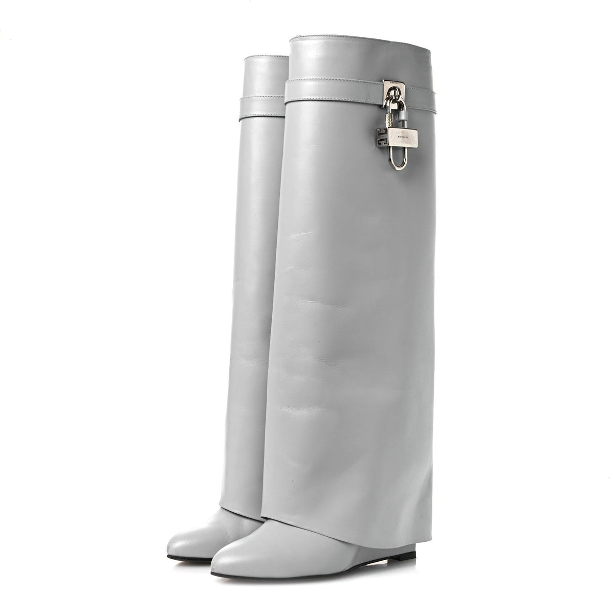 Calfskin Shark Lock Pant Boots 39 Grey