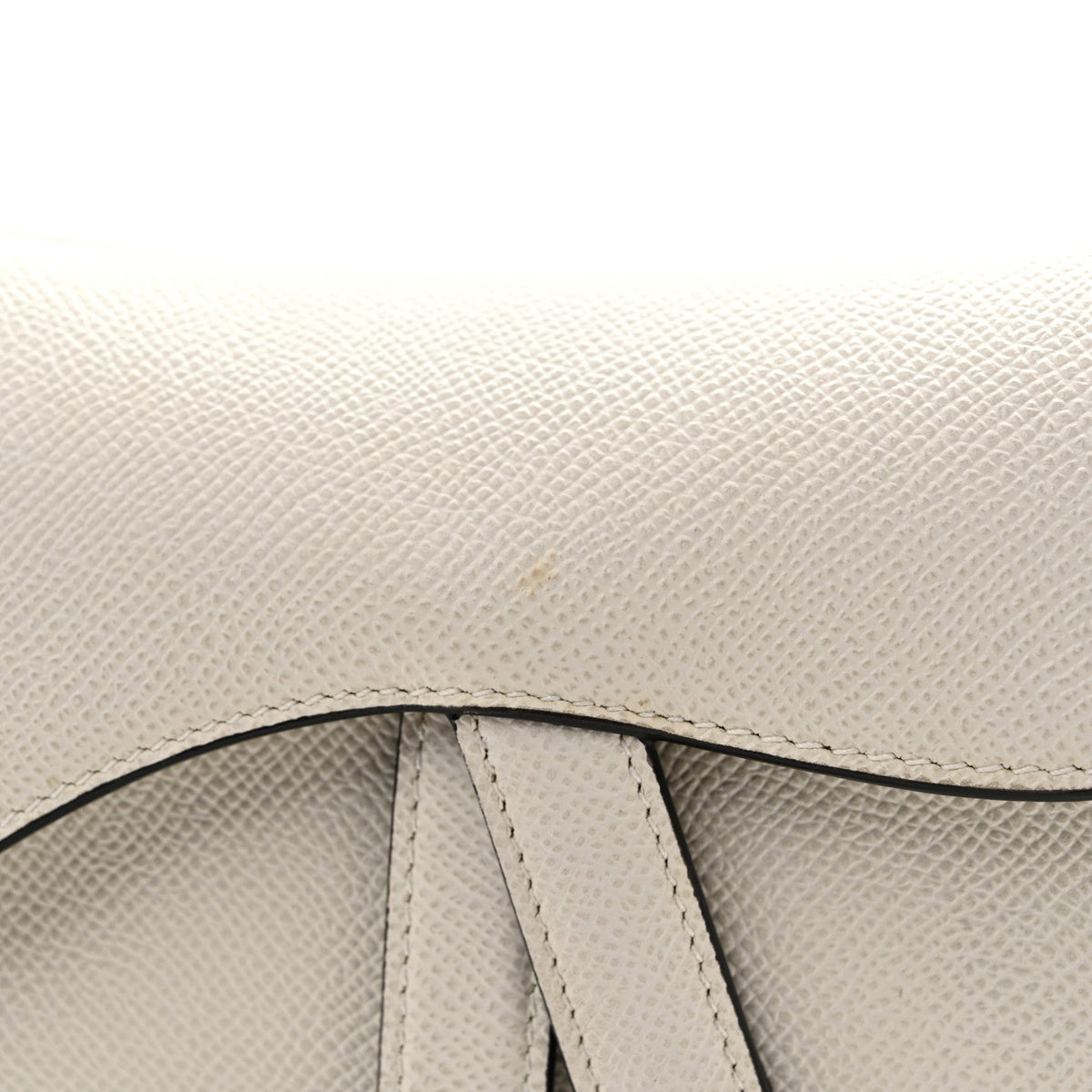 Grained Calfskin Mini Saddle Bag With Strap White