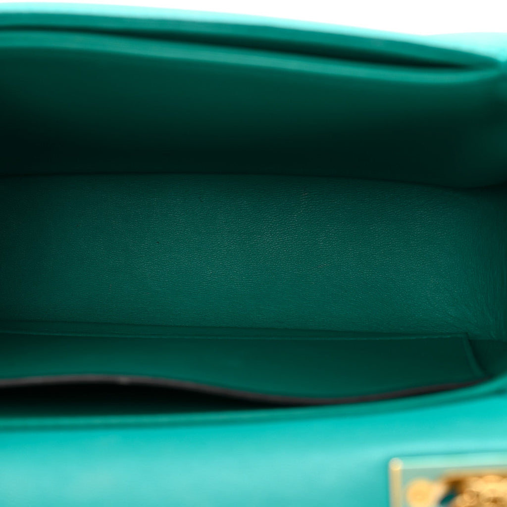 Nappa One Stud Chain Clutch Ultra Marine Green