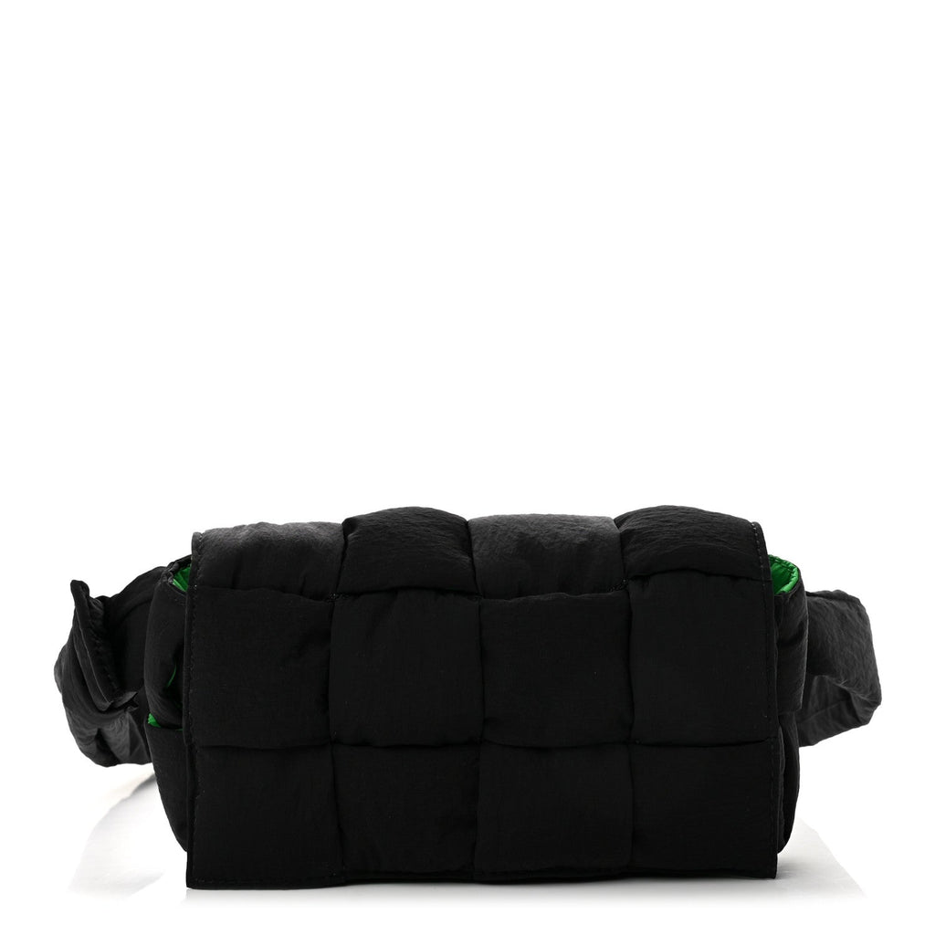 Nylon Intrecciato Padded Tech Mini Cassette Belt Bag Black Green