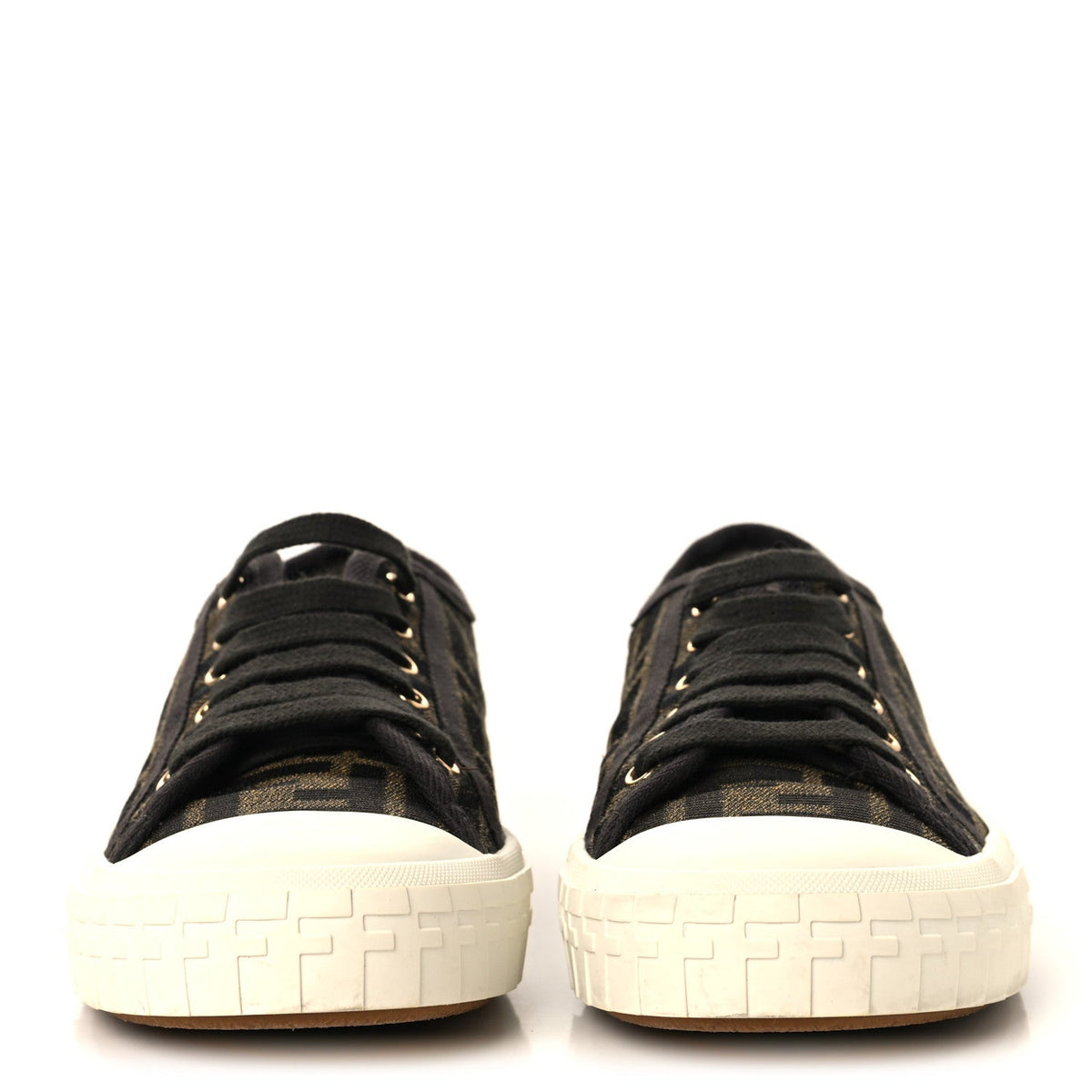 Fabric Jacquard FF Womens Domino Low Top Sneakers 36 Tobacco