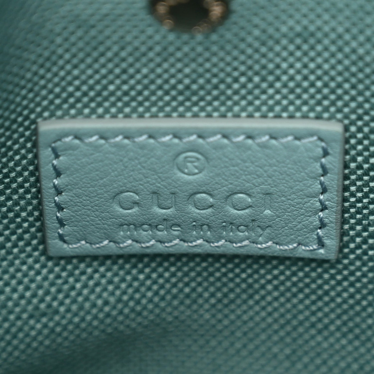Patent GG Emblem Small Bucket Bag Light Blue