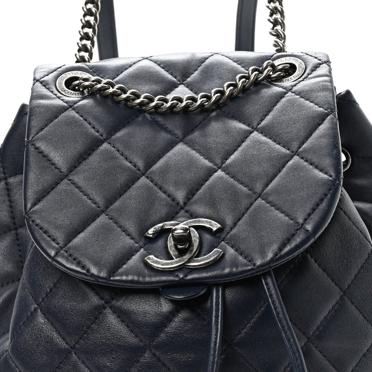 Lambskin Quilted Daily Supple Backpack Blue
