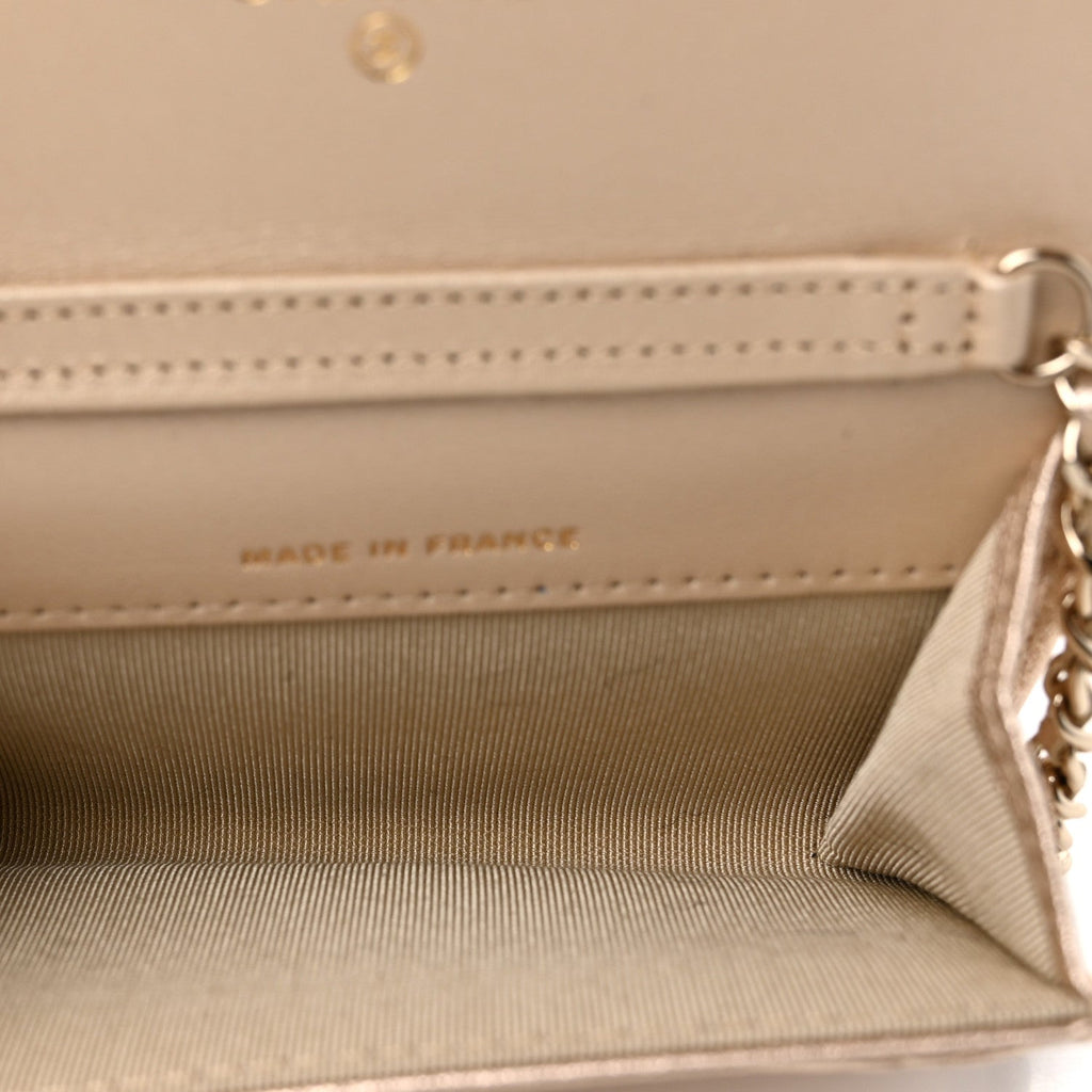 Metallic Lambskin Quilted Belt Bag Gold