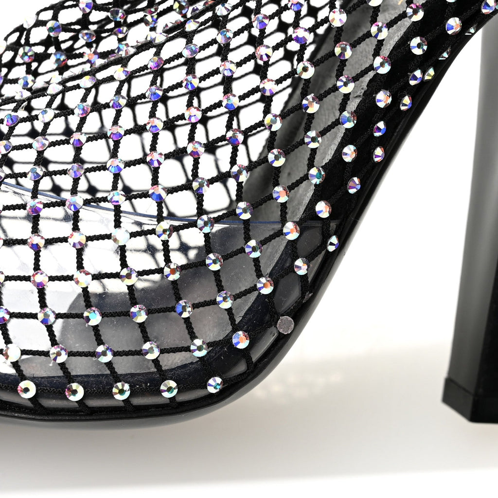 Mesh Crystal 68 Knee High Boots 39 Black