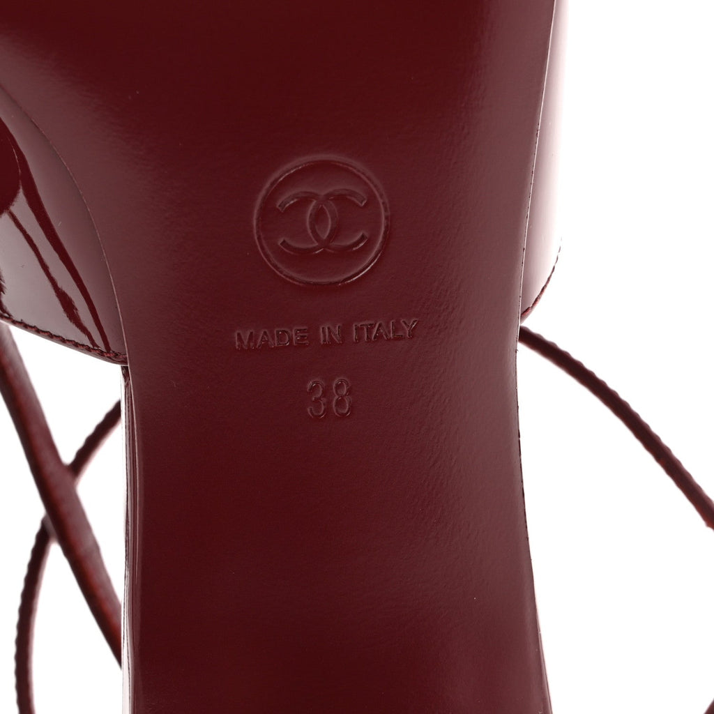 Patent Calfskin Cap Toe CC Slingback Pumps 38 Dark Burgundy