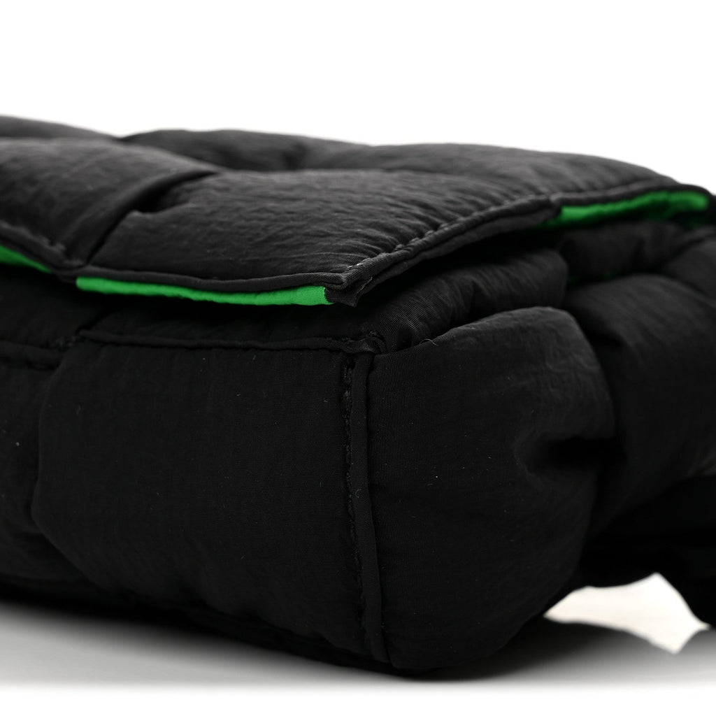 Nylon Intrecciato Padded Tech Mini Cassette Belt Bag Black Green