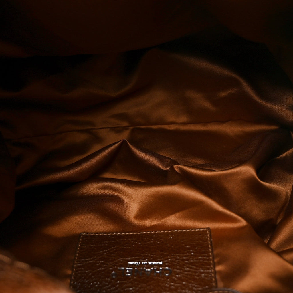 Glazed Calfskin On The Road Drawstring Tote Brown