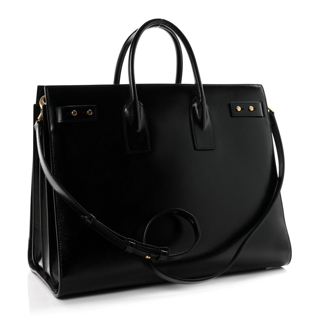 Patent Grain De Poudre Large Souple Sac De Jour Black