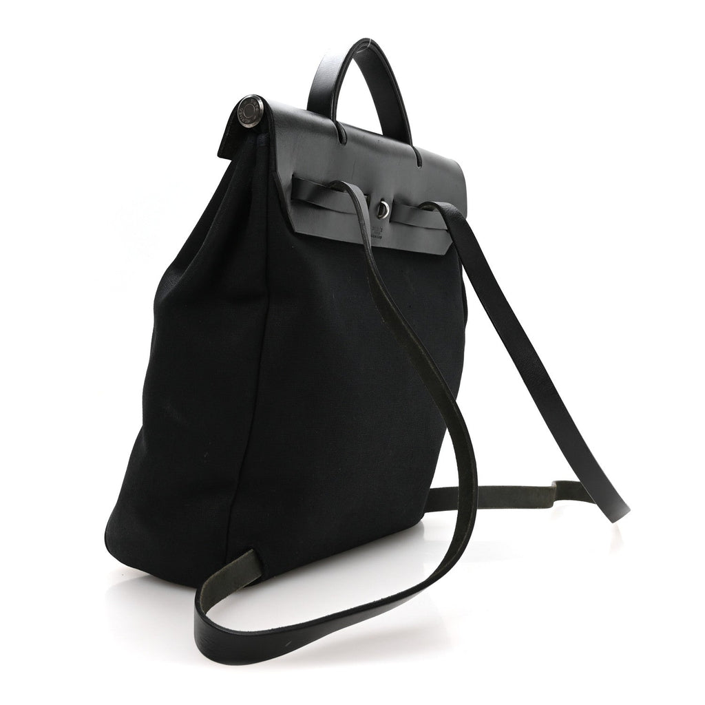 Toile Vache Calfskin Herbag 30 PM Backpack Black