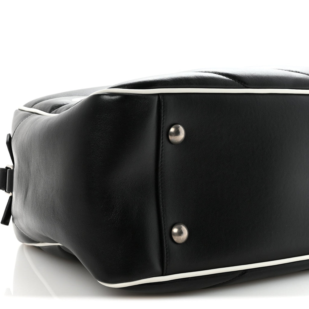 Calfskin Medium Miles Logo Bowler Duffel Bag Black