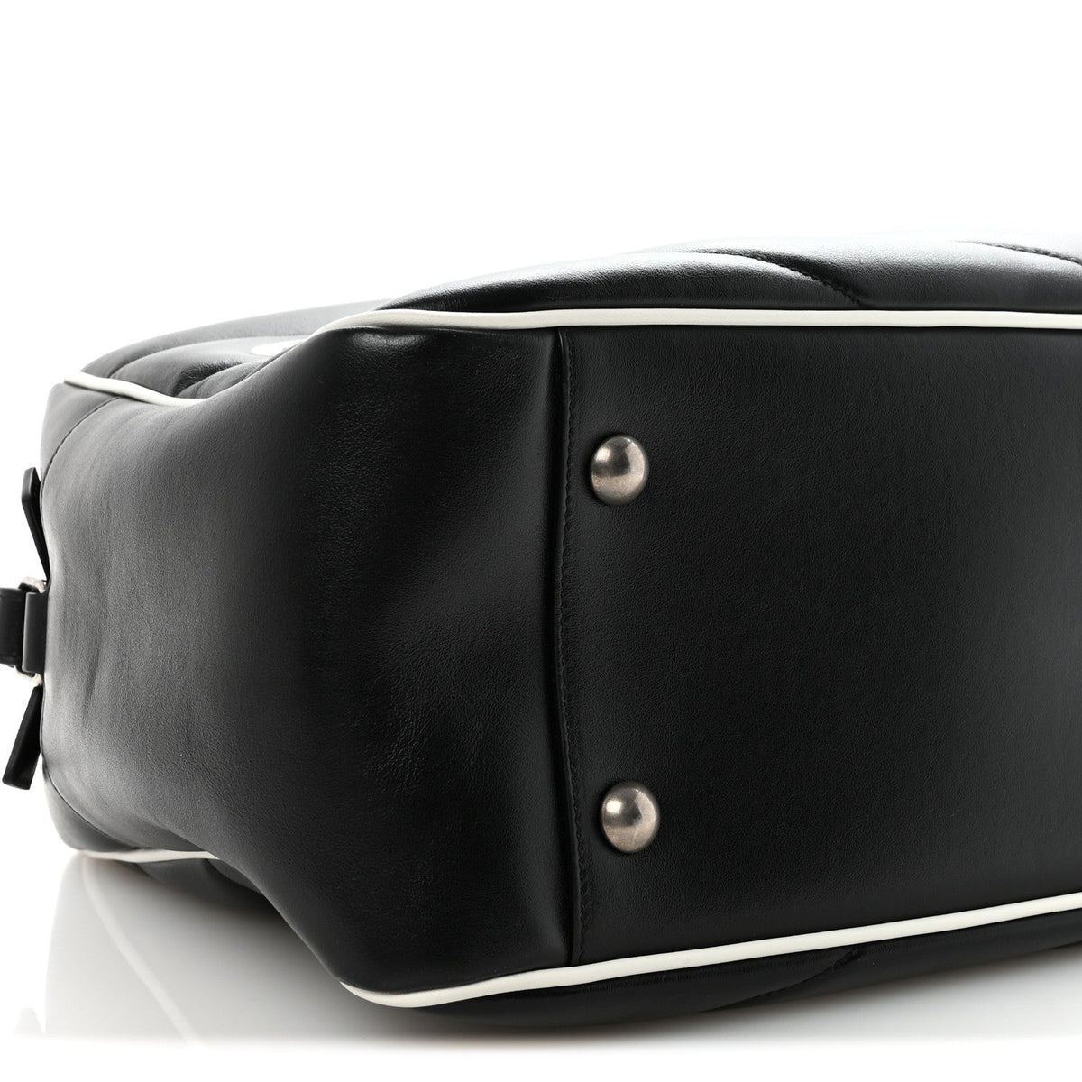 Calfskin Medium Miles Logo Bowler Duffel Bag Black