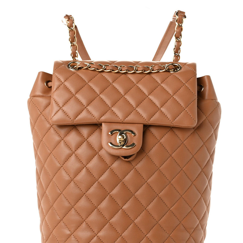 Lambskin Quilted Small Urban Spirit Backpack Brown