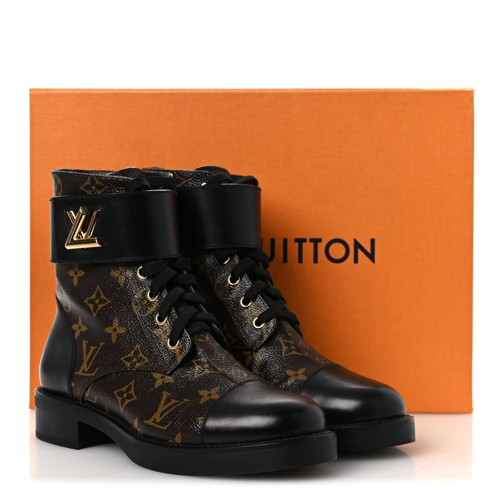 Calfskin Monogram Wonderland Flat Ranger Boots 37.5 Black