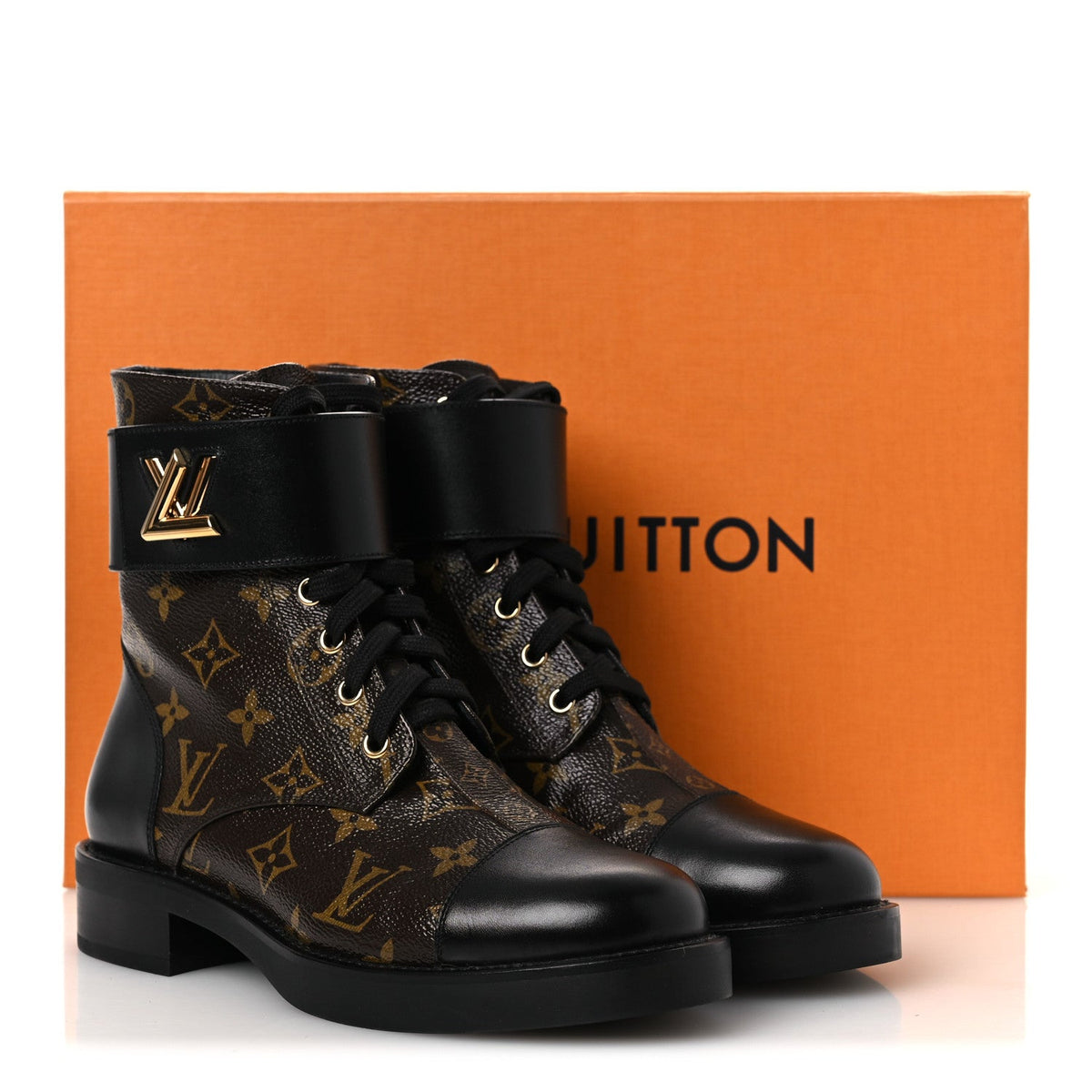 Calfskin Monogram Wonderland Flat Ranger Boots 37.5 Black