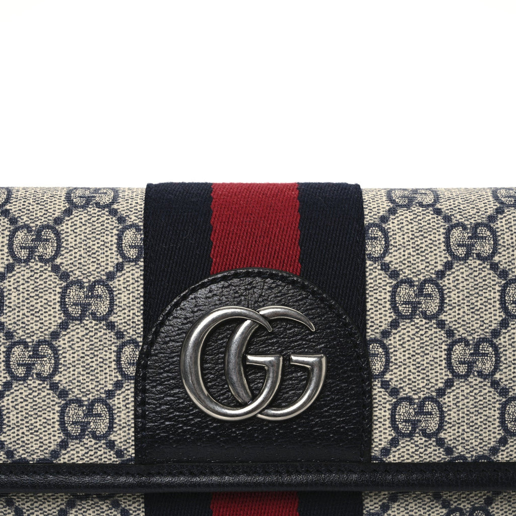 GG Supreme Monogram Web Small Ophidia Belt Bag 80 32 Beige Navy